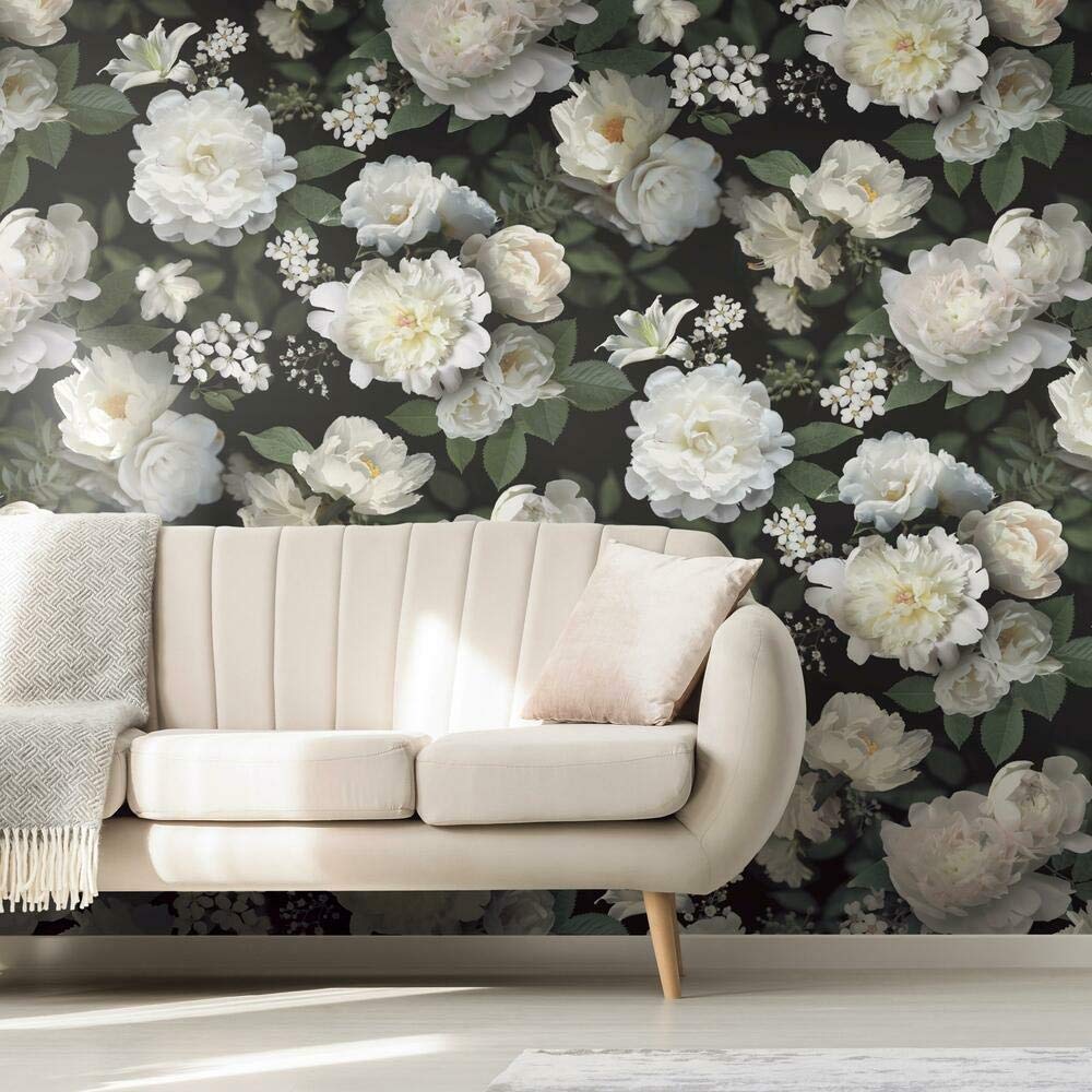 RoomMates RMK11239M Black Photographic Floral Peel and Stick Wall Mural - 10 ft. x 6 ft.