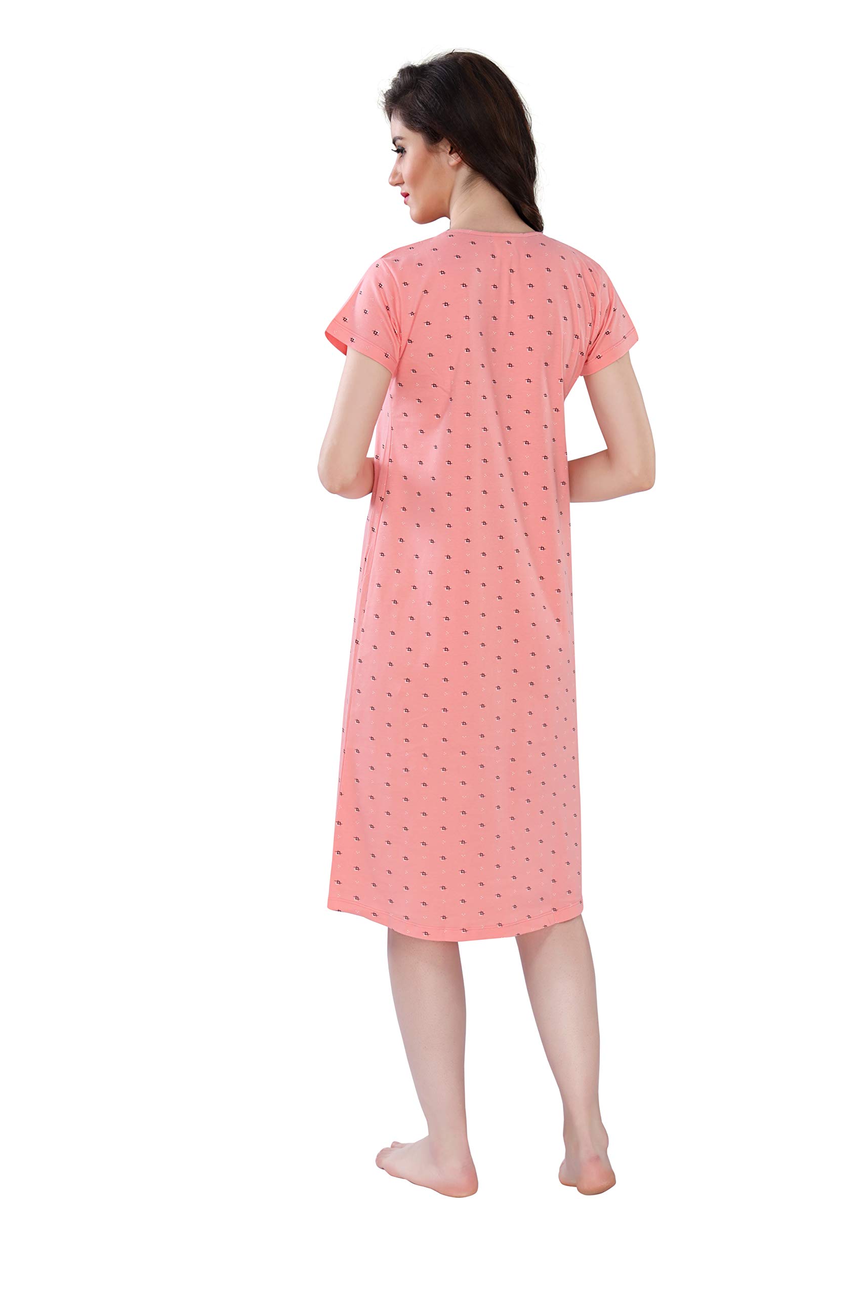AV2 Women's Cotton Floral Knee Length Nighty (3076BXL_Peach_XL) - Image 2 thumbnail