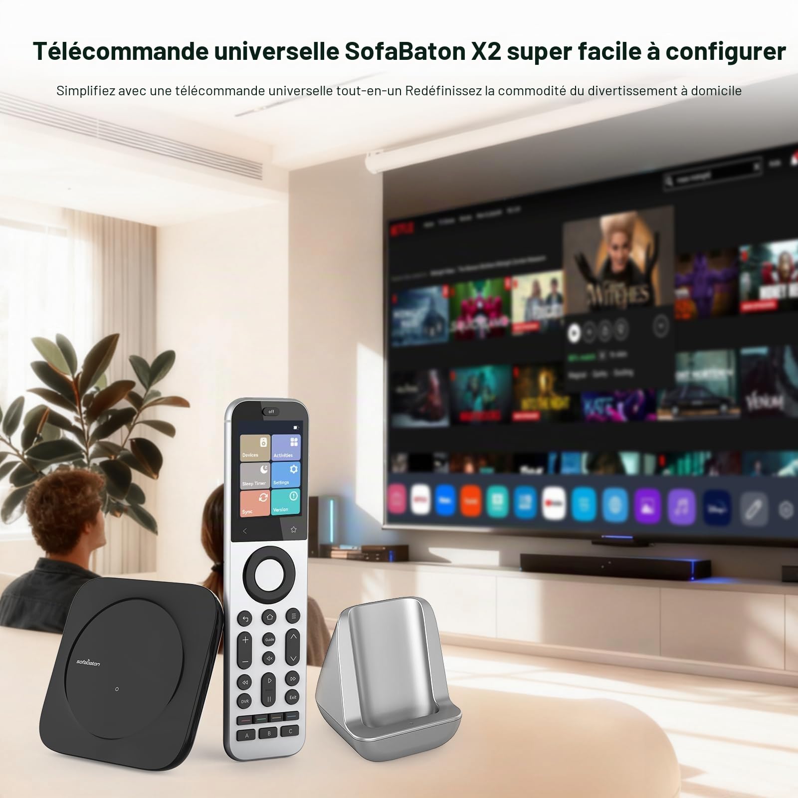 SofaBaton X2 Télécommande universelle avec écran tactile, hub puissant, activités personnalisables à un bouton et application personnalisée - Compatible avec Alexa, Google Assistant et Home Assistant
