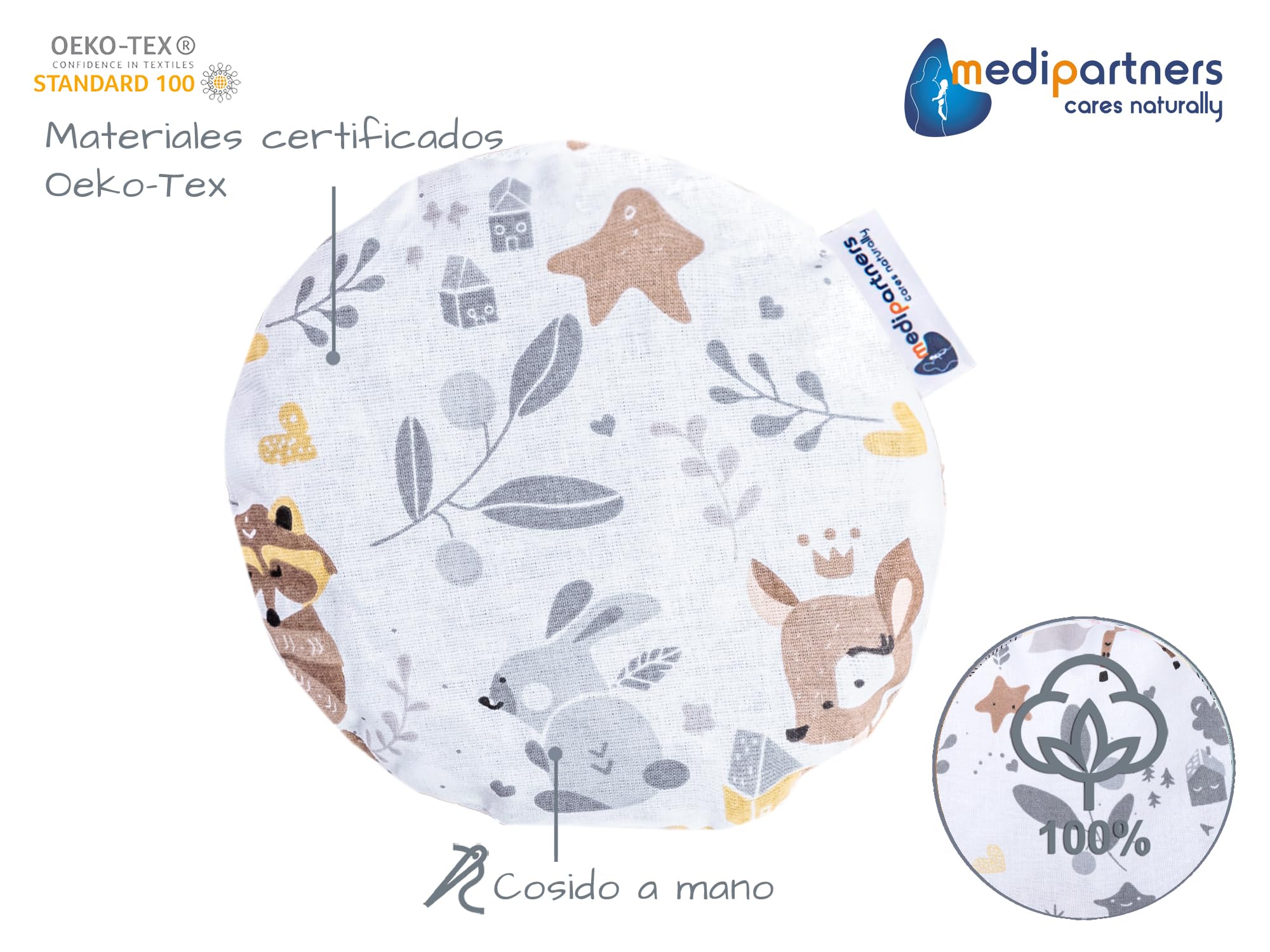 Medi Partners Saco de Semillas para Microondas 15cm Cojin 180g 100% Algodón Saquitos bolsa Semillas calor Microondas Almohadillas Saco Termico (Ciervo)