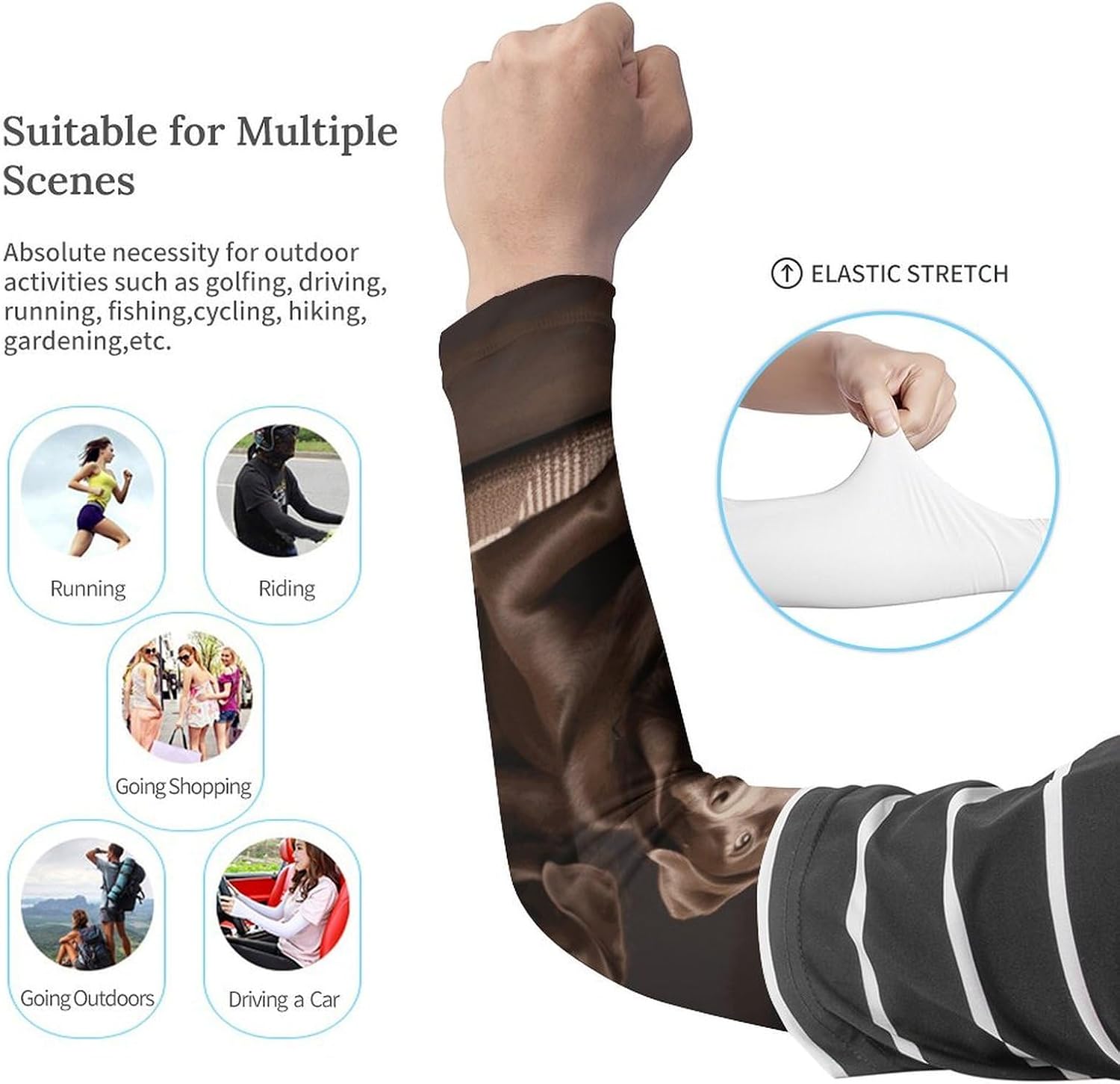 Brown Labrador Retriever Arm Sleeves for Men Women Sun Protection Sleeves Cooling Compression Arm Covers for Sport