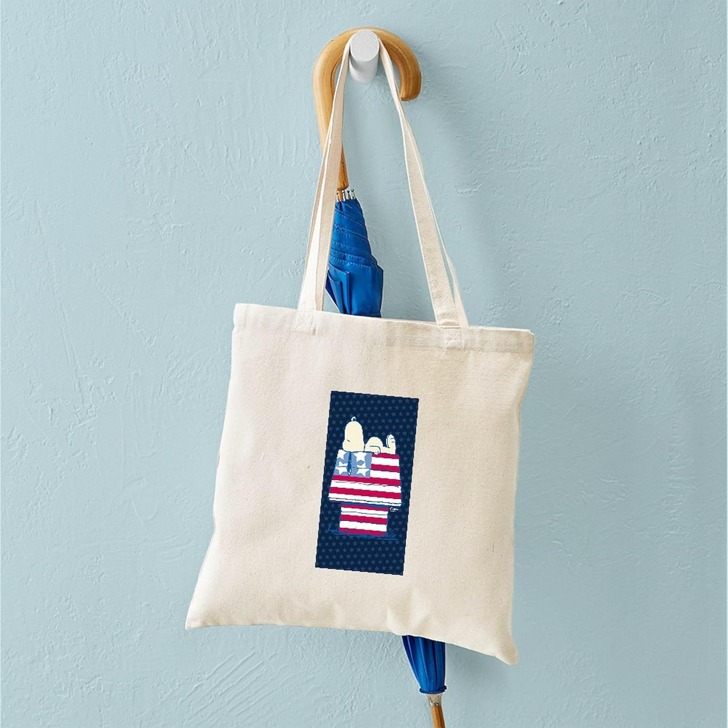 CafePress Snoopy America Natural Canvas Tote Bag, Reusable Shopping Bag - Image 4