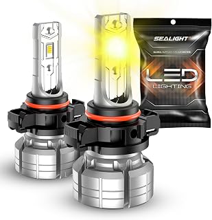 SEALIGHT 5202 LED Fog Light Bulbs Yellow, 12000LM 24W Strong Penetration 5202 5201 PS19W PS24W Fog Light Bulbs LED, 3000K Amber Yellow Fog Lights LED with 5530 CSP Chips. Pack of 2