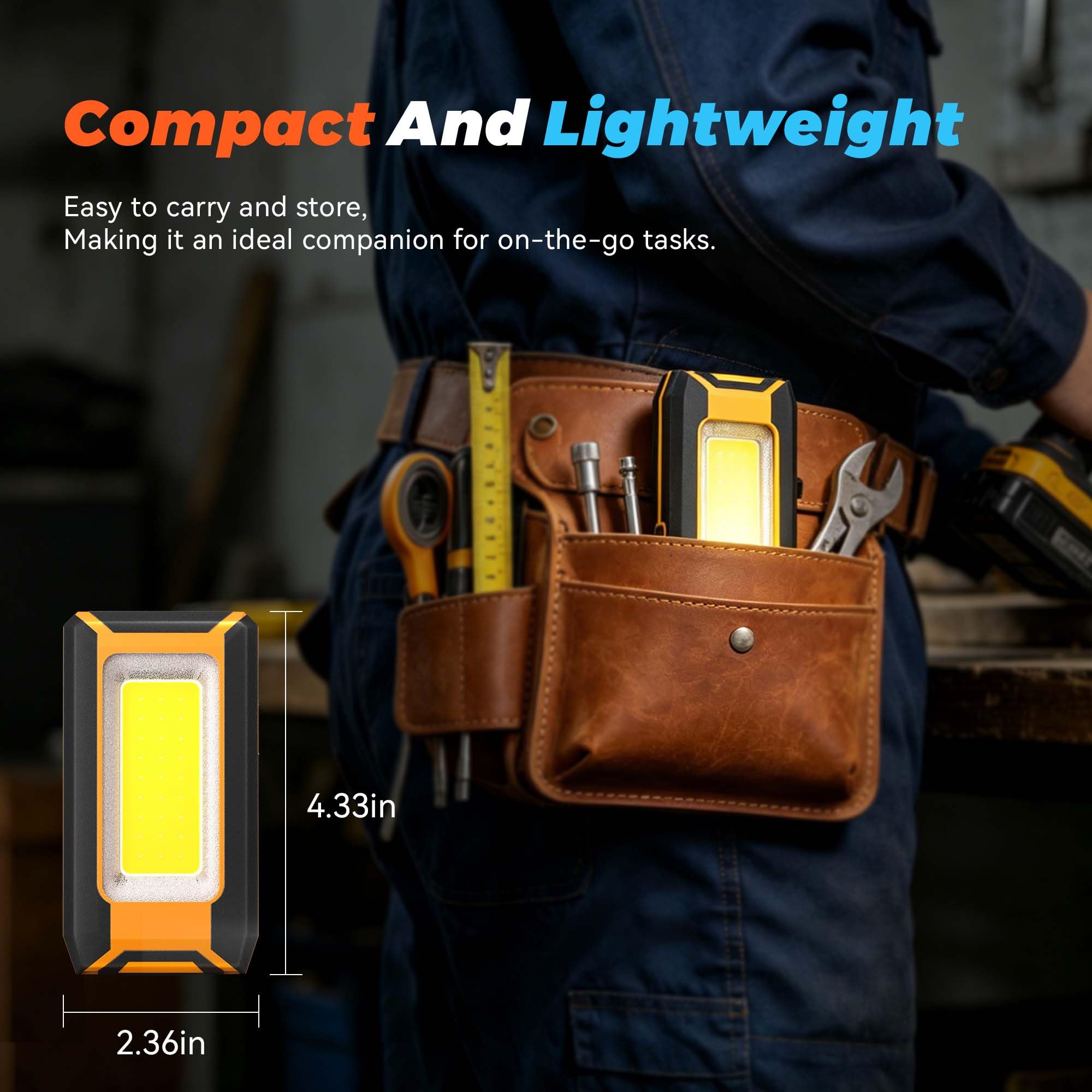 Magnetic LED Work Light - 1500 Lumens, Rechargeable & Portable -6