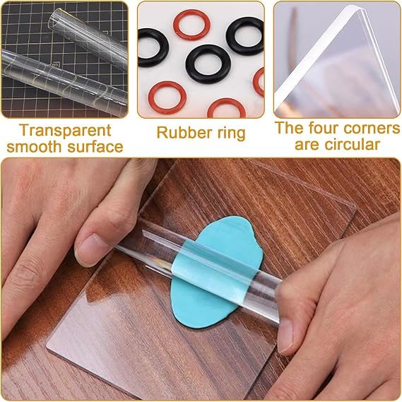 6 Pcs Polymer Clay Tools Kit 2 Acrylic Rollers with Acrylic Board Seven Book Stitches Detail Needle for Molding and Sculpting Tools Used for Shaping DIY Crafts and Reshaping Clay