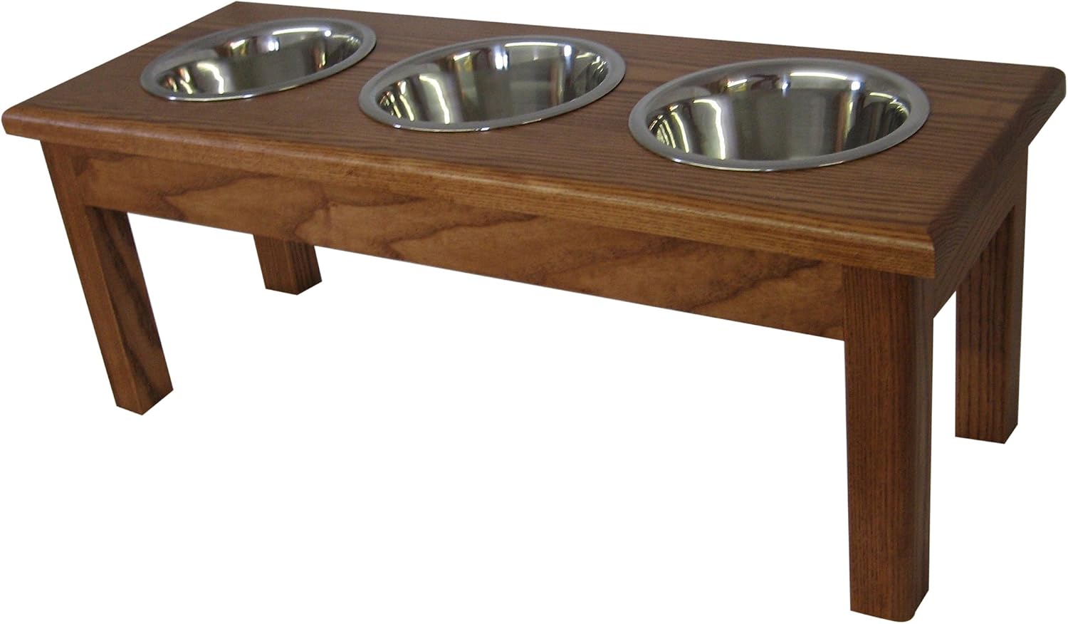 Classic Pet Beds 3-Bowl Traditional Style Ash Pet Diner, Large, Cherry