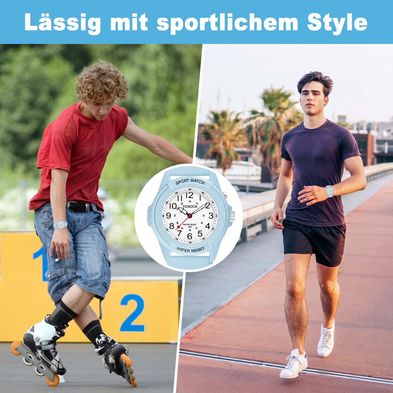 TENOCK Orologio Da Polso Sportivo Da Donna Analogico Al Quarzo 50 M Impermeabile Con Luce Notturna Per Abbinamenti Casual O Attività Sportive