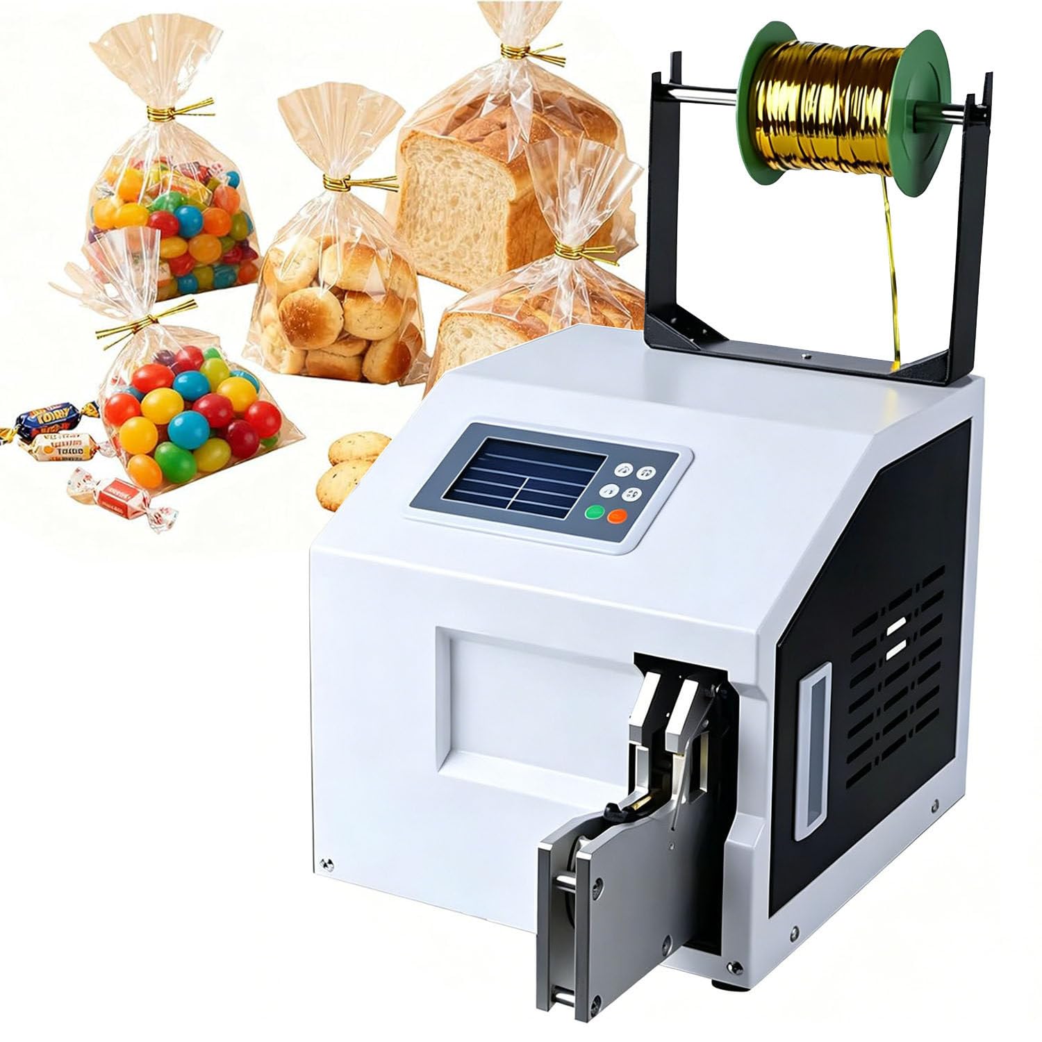 COAKUE Candy Bread Toy Twist Tying Machine, Automatic Twist Tie Machine, Cable Tie Winding Machine, 400W, 60-75 Turns/Min, with Tool Bag, for Bakery Toy Shop Industrial Bundling A