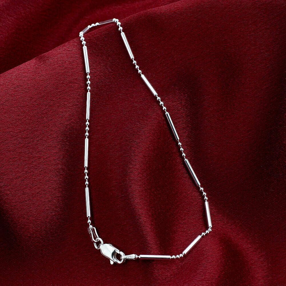 Italian .925 Sterling Silver Bead 1mm Balls and Rods Chain Necklace - Image 3