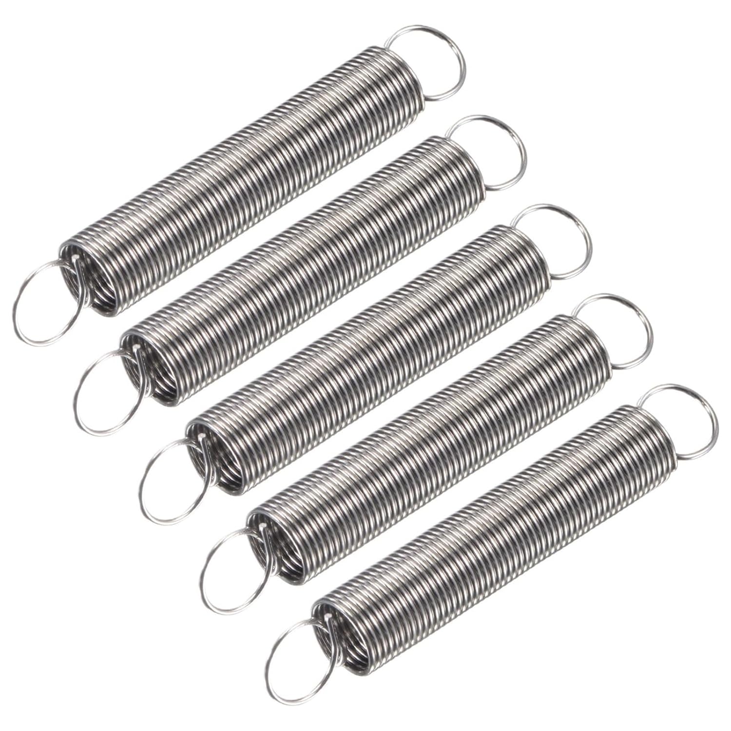 Xhuan-Compression Spring Tension Spring 1mm Wire Dia 12mm OD 50mm-90mm Length 304 Stainless Steel Dual Hook, 5pcs, Sturdy Multipurpose(1mmx12mmx70mm)