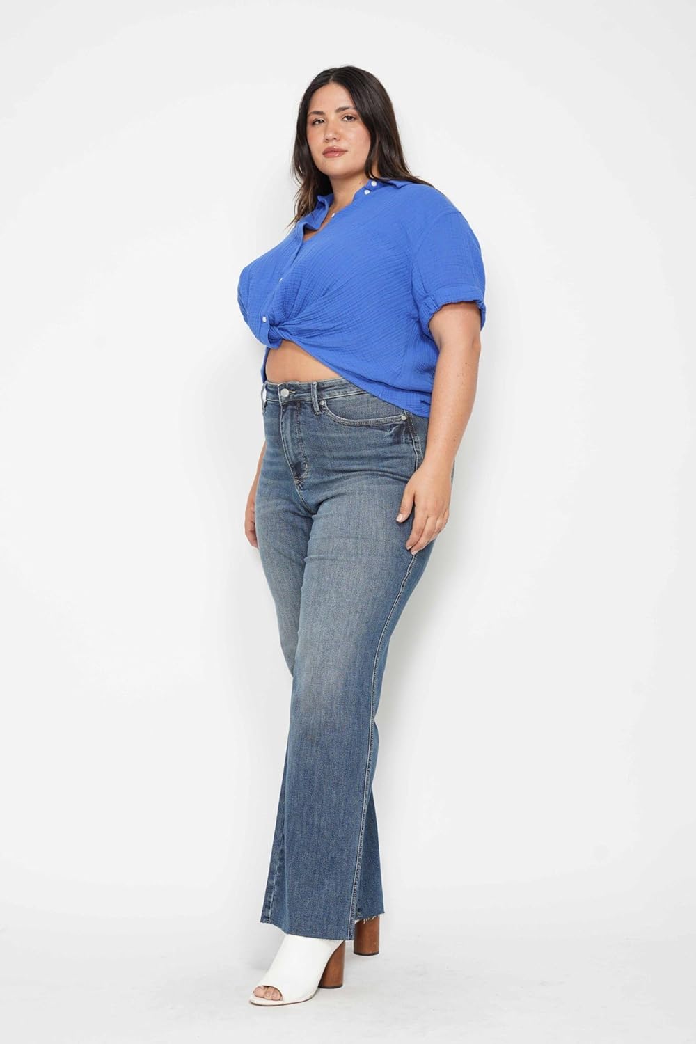 Judy Blue Mid-Rise Tummy Control Vintage Wash Straight Leg Jeans, Size 20W, Style 88870 Blue