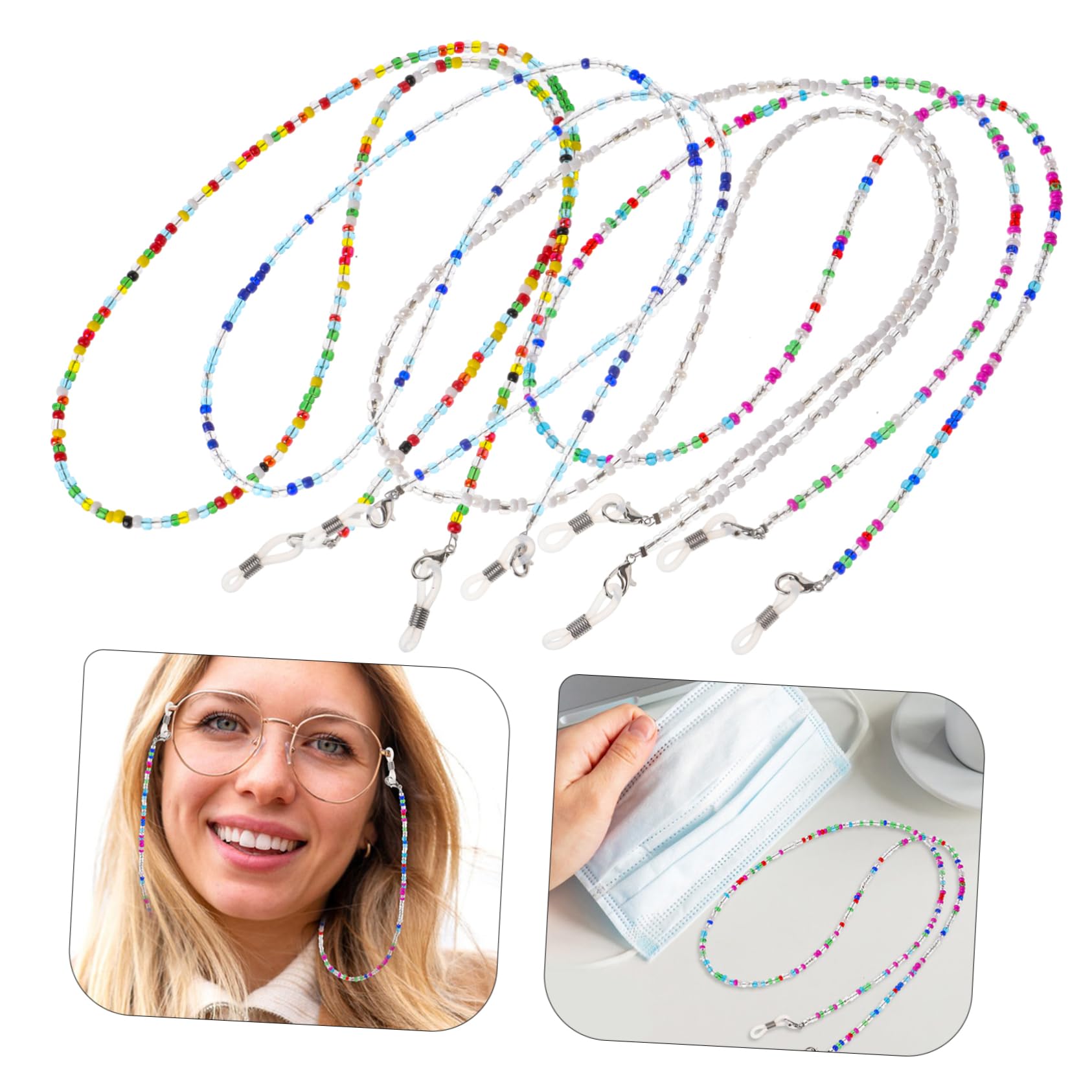 LIFKOME 8 Stück Bunte Brillenkette Brillenhalter Brillenband Für Damen Brillenband Brillenkette Brillenkette Für Damen Brillenbänder Glashalter Sportbrillenseil