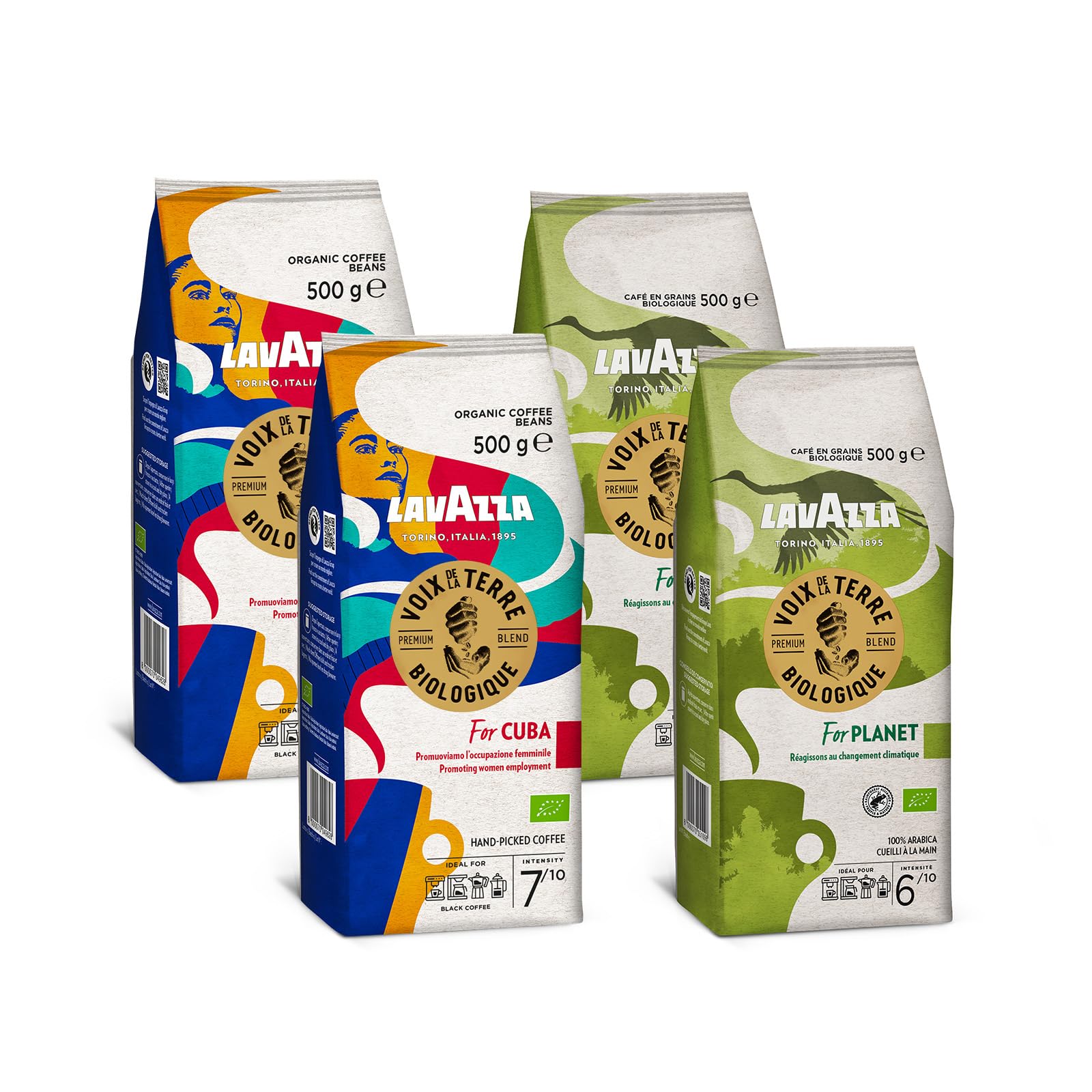 Lavazza Voix de la Terre for Planet et Cuba, Café en Grains Premium Biologique, 4 x 500g, Idéal pour les Machines à Café Automatiques