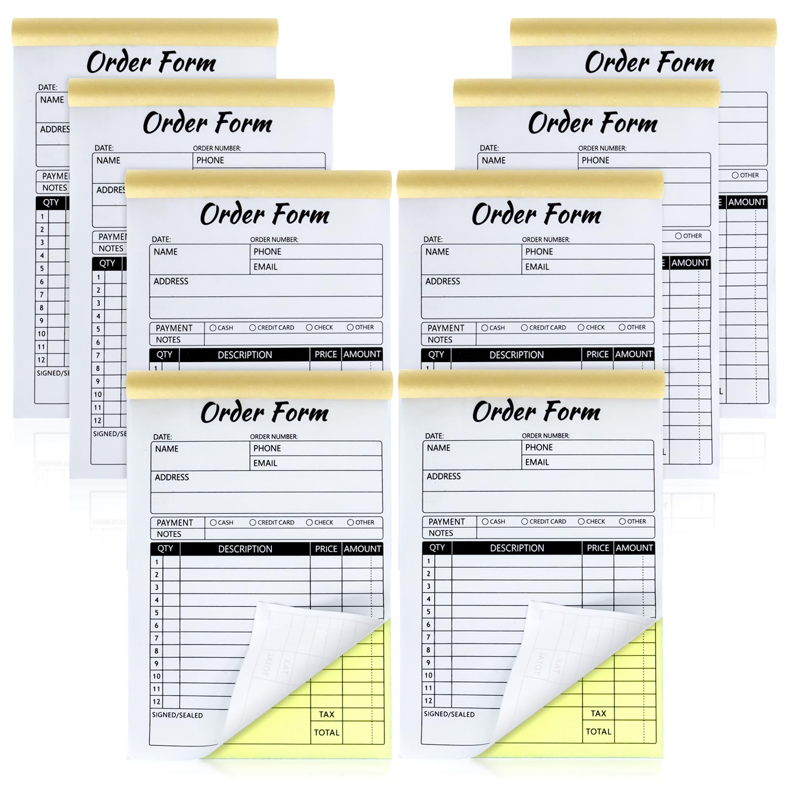 8 Pack Receipt Book 2 Part Carbonless Sales Invoice Book for Small Business 5.5 x 8.3 inches Sales Order Form, Receipt Book with Cardboard