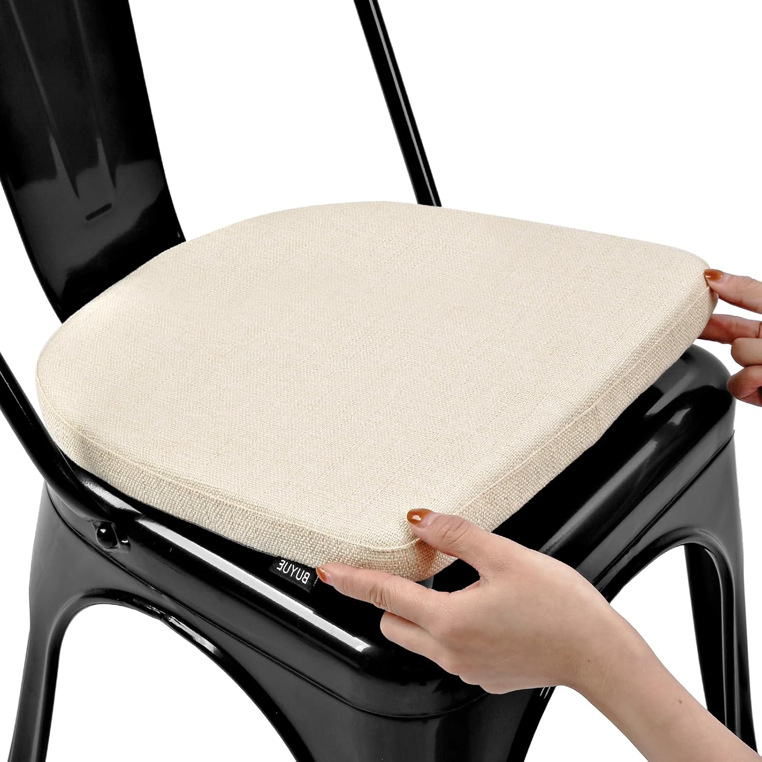 BUYUE Friendly Woven Fabric 14x14 Magnetic Cushion for Metal Chair 1 Piece Enhanced Anti-Slip Seat Pad for Dining