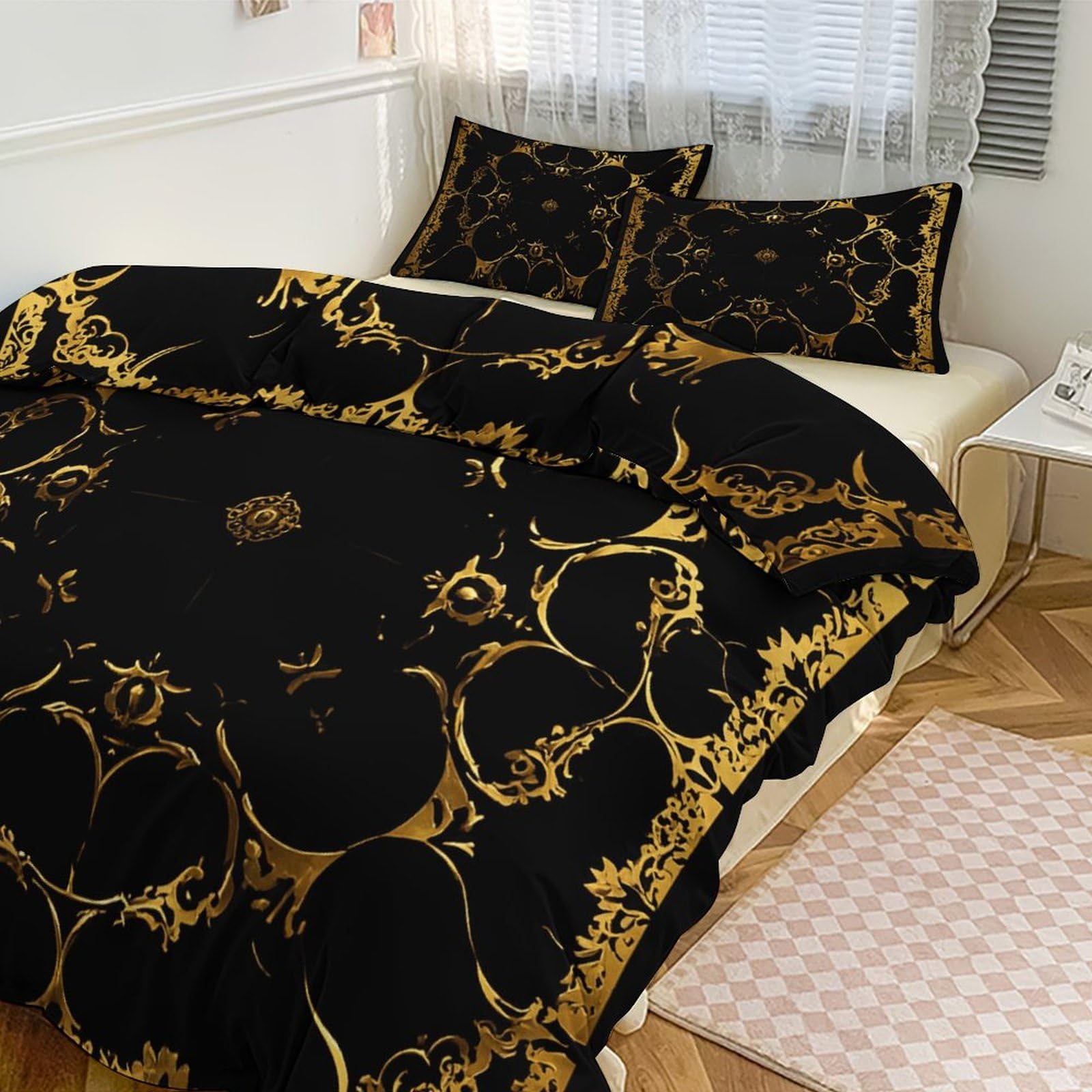 Parure de lit 3 pièces isolante contre le froid pour grand lit