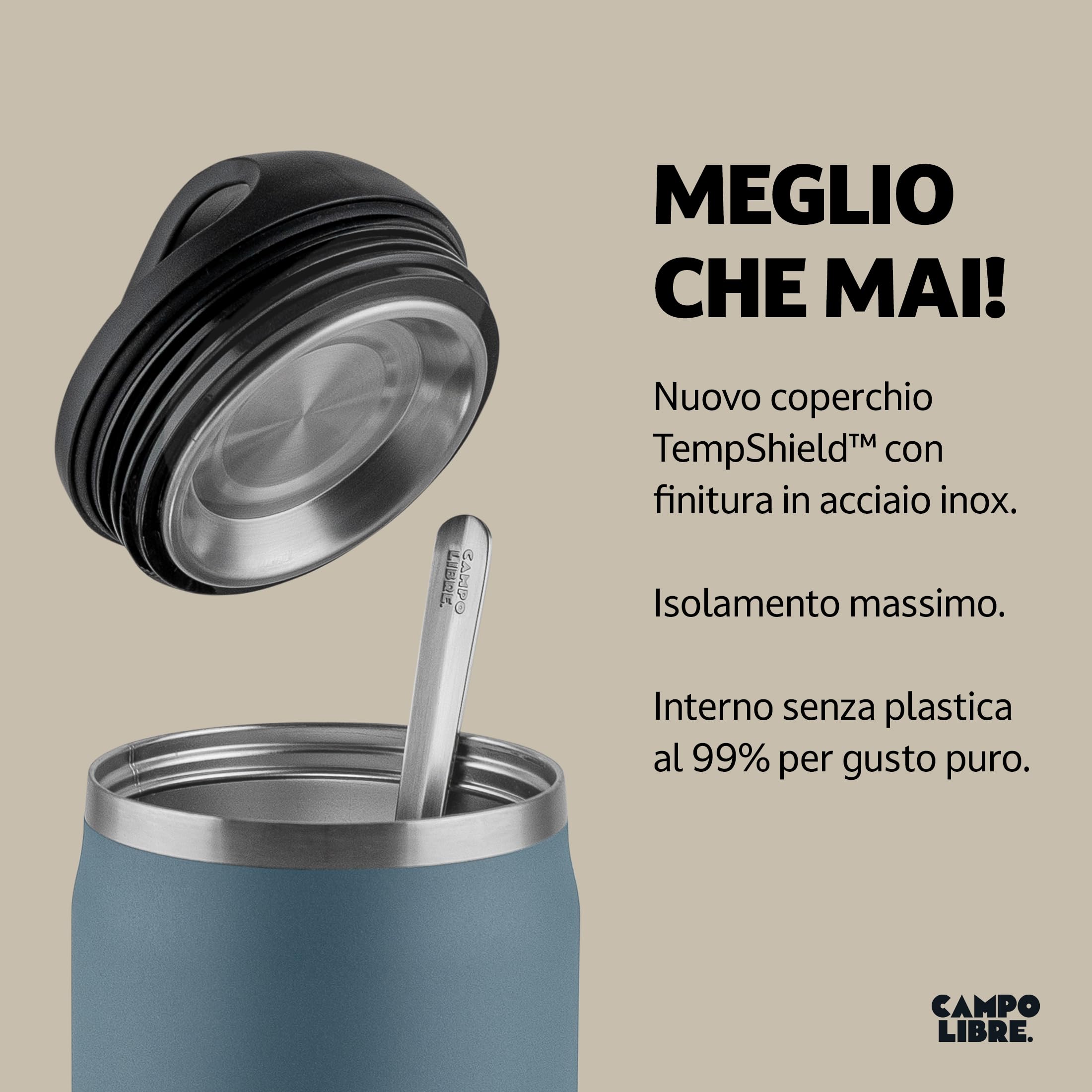 Campo Libre.® Lotta – Thermo per Alimenti Caldi & Freddi – Porta vivande Termico con Cucchiaio – Termo per Adulti o Bambini/Neonati, Schiscetta Pranzo – Ideale da Portare con Sé. Blu. 400ml