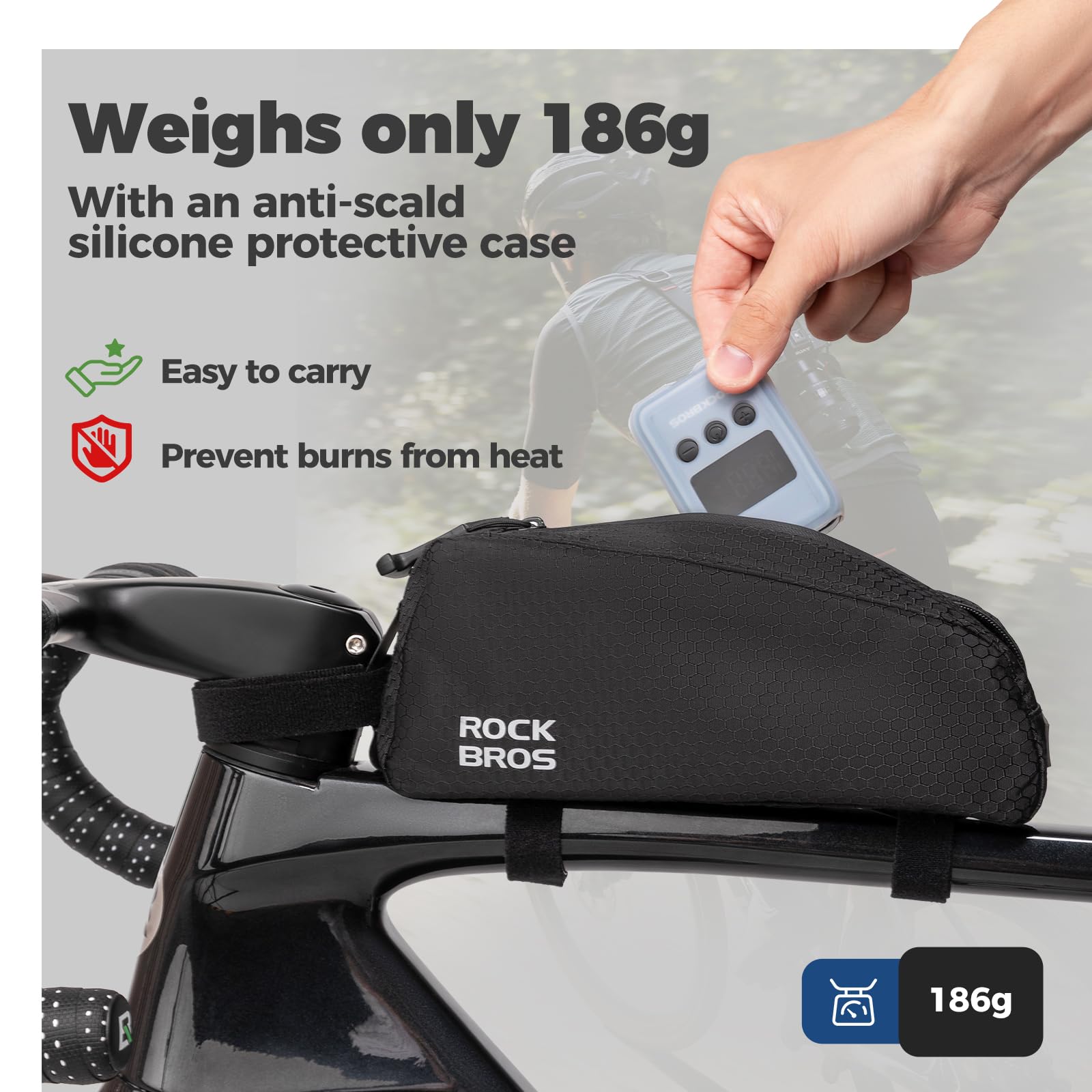 ROCKBROS Rowerowa Elektryczna Pompka Powietrza 150PSI, Bezprzewodowa Mini Przenośna Pompka do Piłek Rowerowych, Ładowana Przez Type-C, ze Wskaźnikiem LED Zawory Shrader i Presta