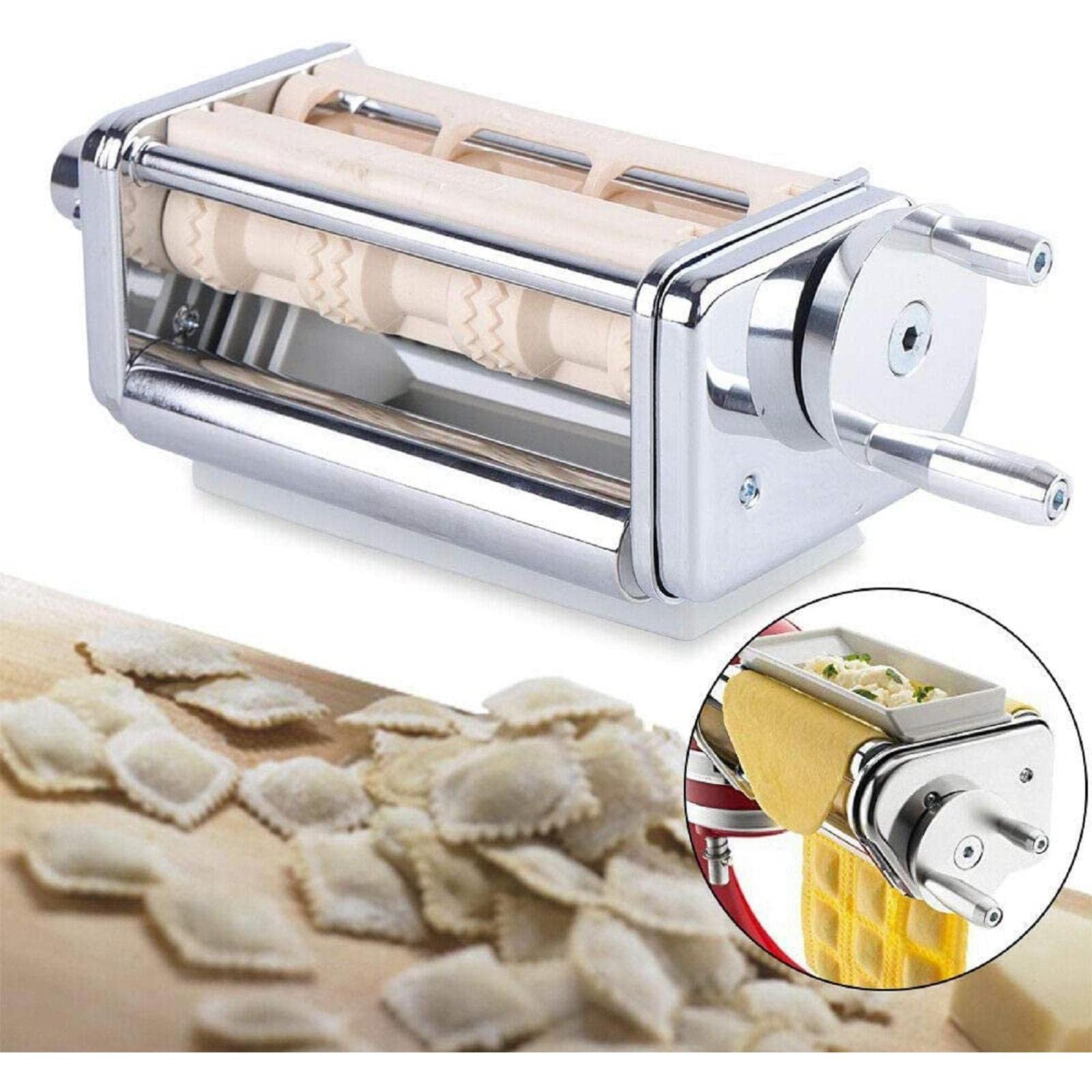 Accesorio para hacer raviolis para batidora de soporte de cocina, rodillo de pasta de acero inoxidable 304 y cortador de espaguetis para cocina doméstica