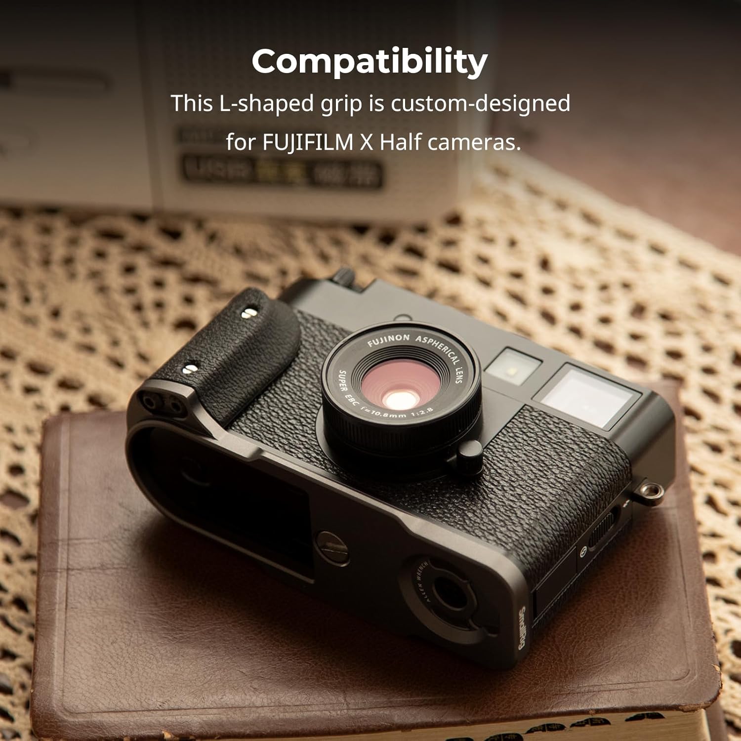 SmallRig X Half L-Shaped Grip for FUJIFILM X Half Camera, Built-in Quick Release Plate for Arca, Lightweight Ergonomic Silicone Handle with Hot Shoe Cover (Charcoal Silver) - 5217 - Image 2