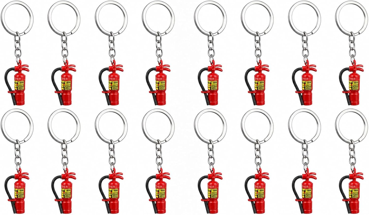 LUOZZY 16 pcs Mini Fire Extinguisher Keychain Alloy Tiny Fire Extinguishers Keyrings Pendents Fireman Presents for DIY Crafts Bags Purse Car Key Accessories - Red