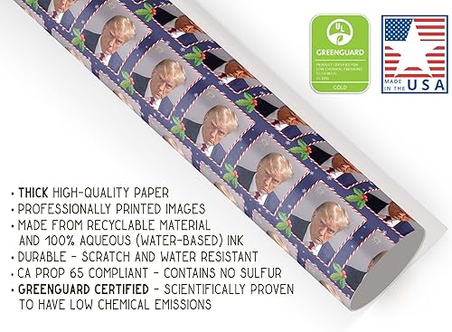 Miniatura 4 de Holly President 45 - Papel de regalo grueso de Navidad, regalo de Donald Trump, decoración de fiesta temática de elecciones republicanas o