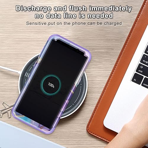 Miniatura 7 de Miqala Funda para Galaxy S8, que brilla en la oscuridad, tres capas, resistente, a prueba de golpes, protección completa, parachoques de plástico