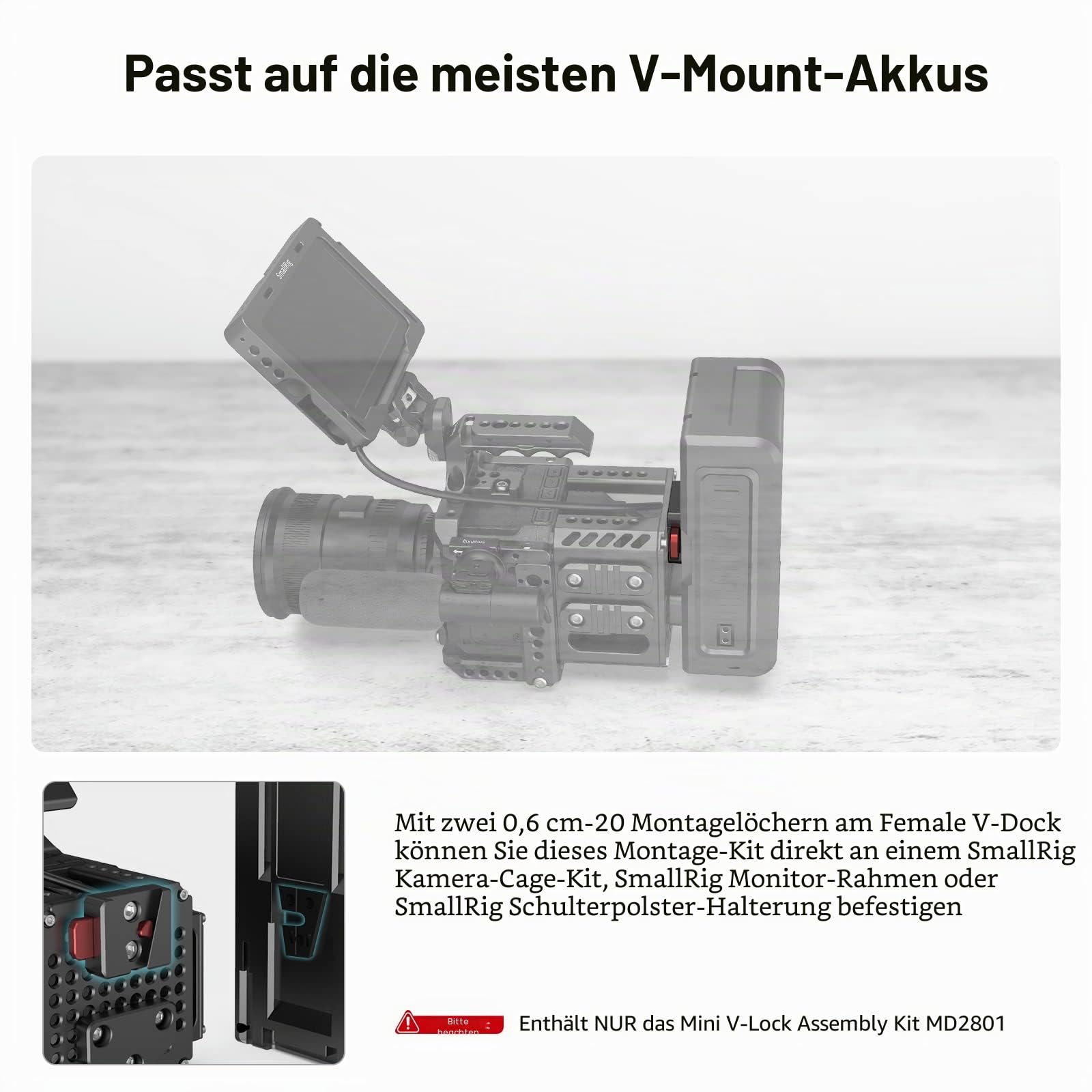 SMALLRIG Mini V-Lock Montagesatz Assembly Kit V Mount Plate für V-Mount Akku - MD2801B
