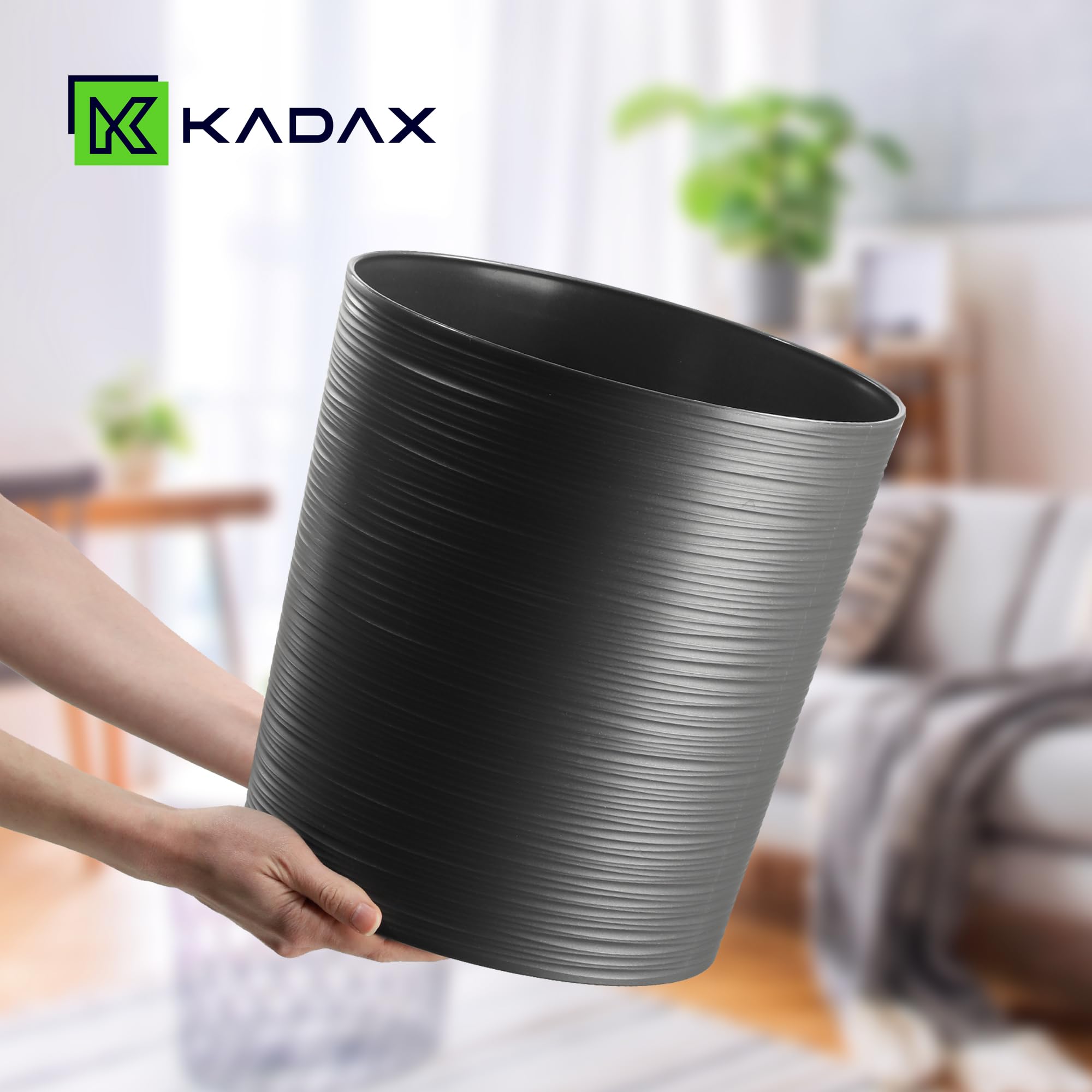 KADAX Blumentopf, eleganter Übertopf mit Einlage, Topf, Gartenschale, Blumenkübel, Blumentopfschutz für Wohnzimmer, Büro (Graphit, ⌀ 30cm)