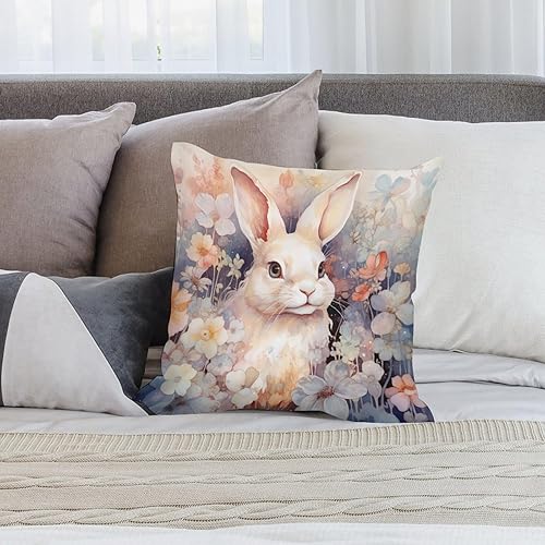 Miniatura 7 de Funda de cojín de conejo con flores, Cojines decorativos para Sala, primavera, Pascua, sofá, sofá, funda de cojín para sala de estar, cama, patio,