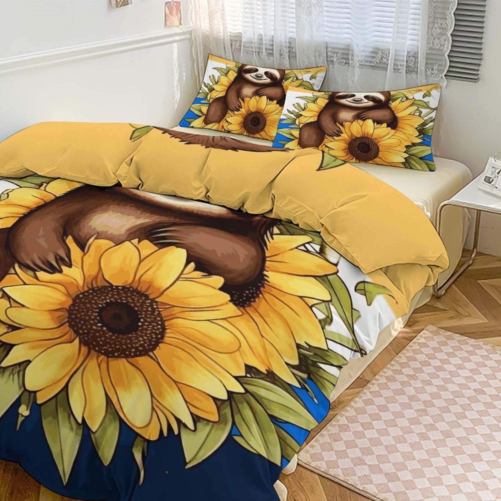 Housse de couette paresseux jaune pour des matins doux et ensoleillés