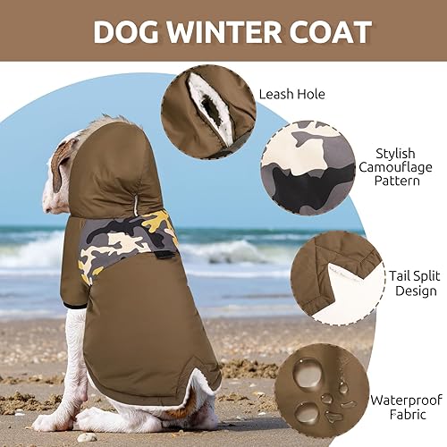 Miniatura 2 de Queenmore Abrigo cálido de invierno para perro, impermeable para clima frío, chaqueta de nieve para perro, sudadera reflectante con capucha para