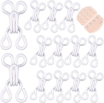 White 100 Set Sewing Copper Hooks and Eyes Closure for Sewing Clothing Bra Hooks Replacement - 2#15mm