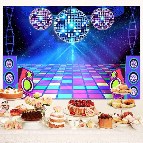 Miniatura 4 de Telón de fondo retro de los años 80 y 90 para fiesta de baile, escenario, baile, música, decoración de fiesta de cumpleaños, DJ, fondo de