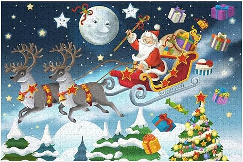 Miniatura 3 de Rompecabezas para adultos de 300 piezas, Noche de Nochebuena, Santa Claus, rompecabezas divertido para la familia