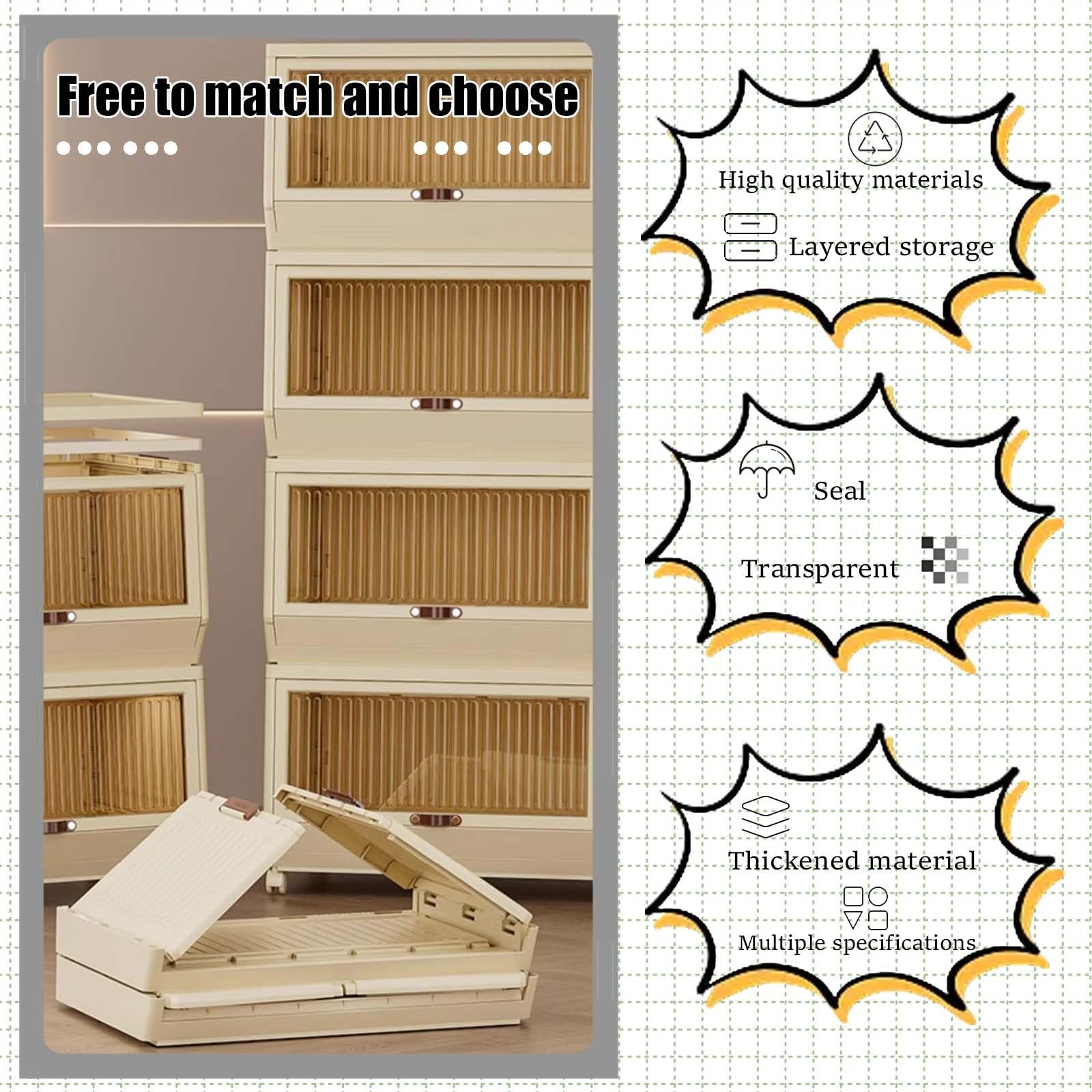 Scatole Di Archiviazione Pieghevoli, Scatole Di Archiviazione Con Coperchi, Contenitori Mobili Pieghevoli Per Giocattoli E Vestiti, Cassettiera In Plastica Per Organizzare Abiti/giocattoli/libri ( Col