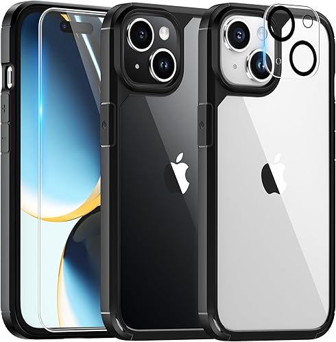 Miniatura 313 de TAURI Funda 3 en 1 para iPhone 13 Pro, [no amarilla] con 2 protectores de pantalla, funda delgada a prueba de golpes para iPhone 13 Pro, color negro