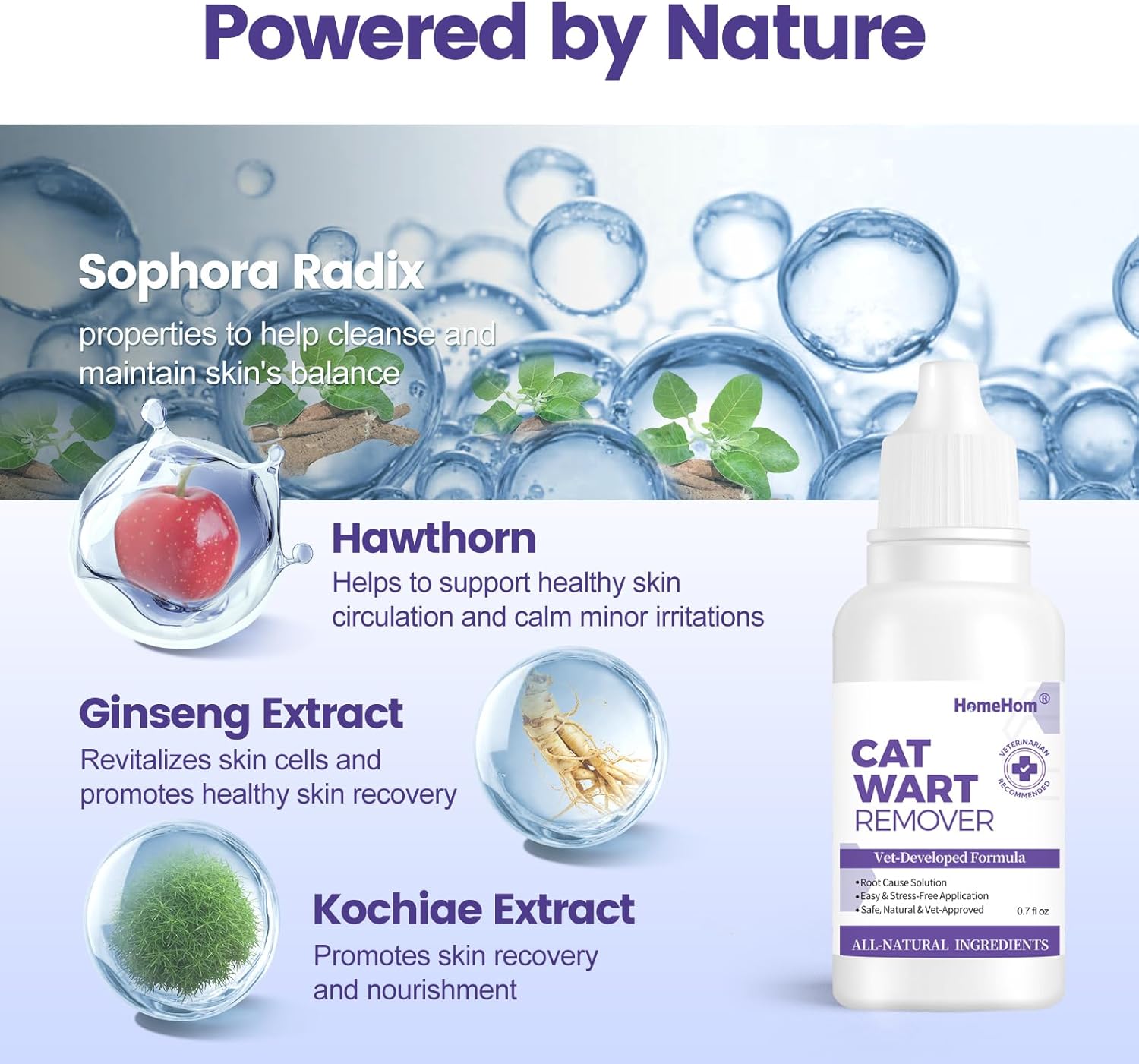 Wart Remover for Cats & Dogs - Natural Formula to Support Feline Acne,Skin Tags,Dog Papilloma & Wart Removal,Soothing Aid for Skin Repair & Care (0.7 fl.oz)