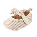 Lillypupp Soft Sole Bowknot Hook-and-loop fasteners Strap Baby Shoes for Girls. Infant Cream Color Girl Belly Booties Sandals for Infant (0-12 Months) gallery image