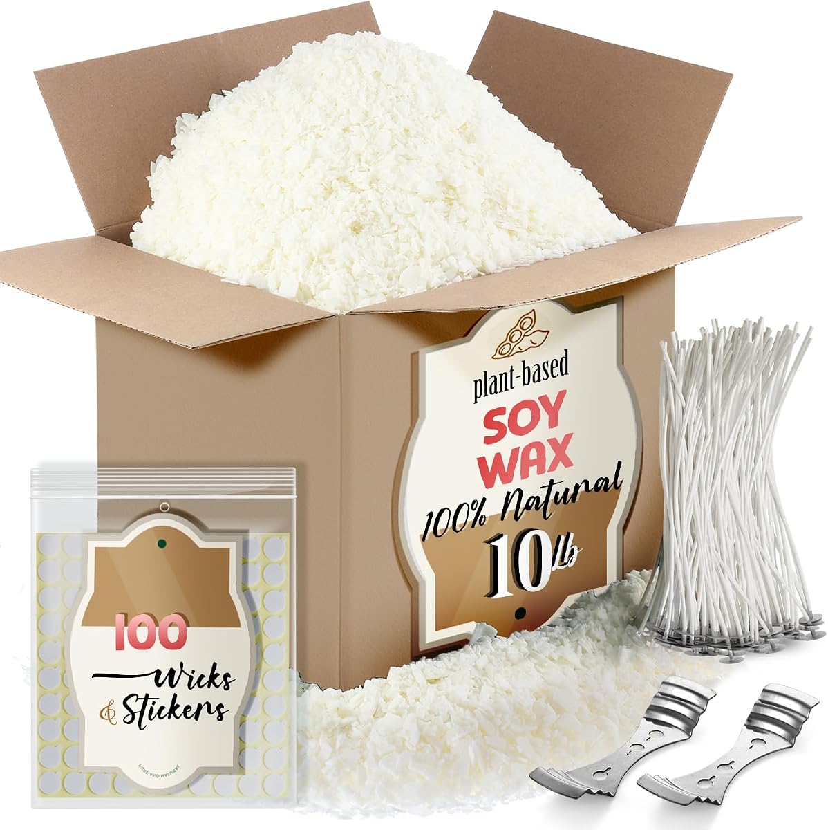 Cera de vela de soya orgánica Etienne Alair para hacer velas, 10 libras de suministros naturales para hacer velas, sin cera de abejas, sin parafina, copos de cera de soya pura perfectos para velas, velitas y fundidos