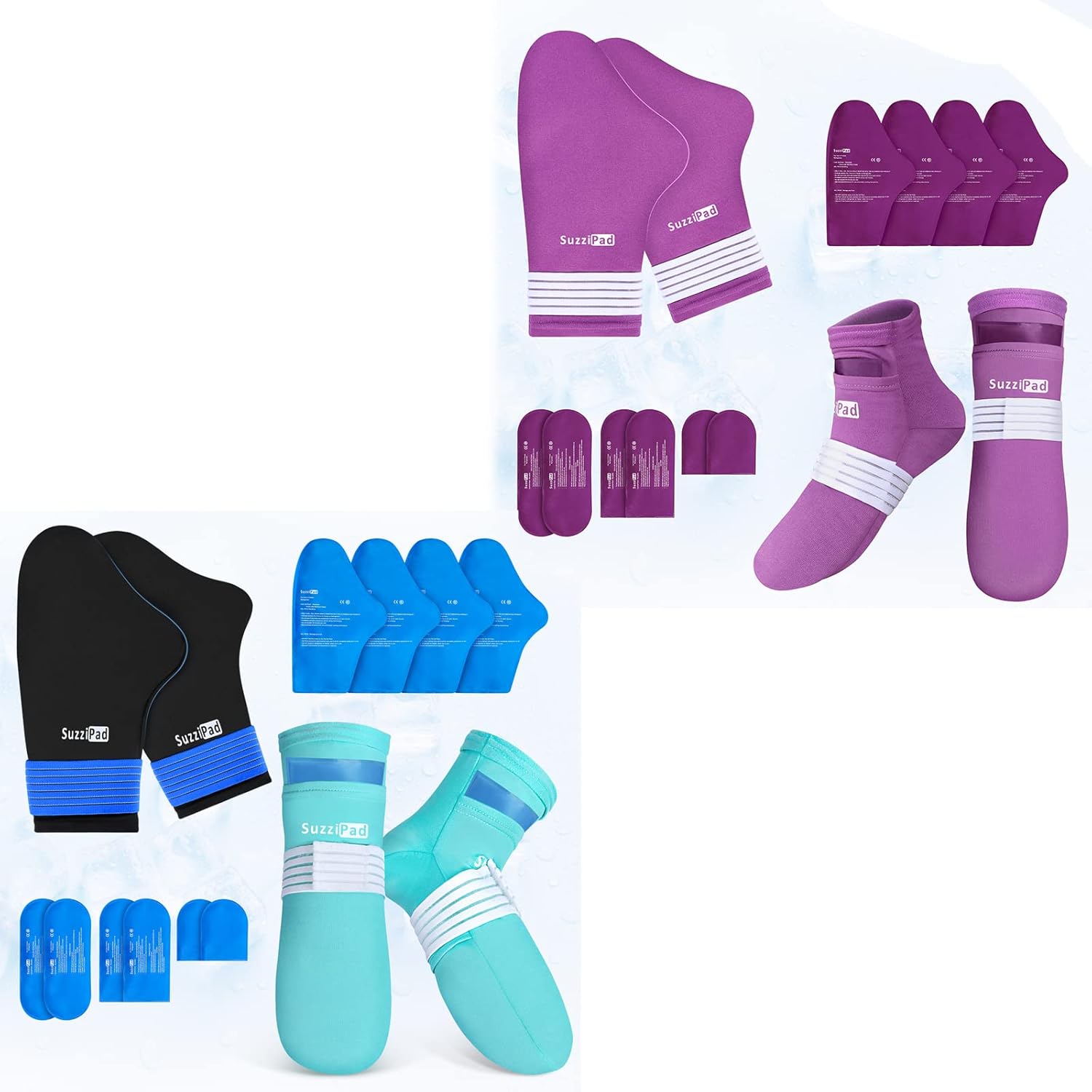 SuzziPad Cold Therapy Socks & Hand Ice Pack Cold Gloves for