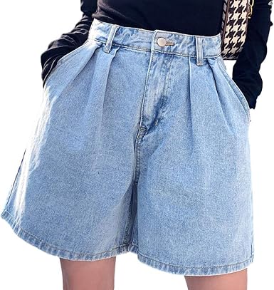 Nobrand 2020 Summer Shorts Mujeres Vintage de Cintura Alta Blue Wide Leg  Jeans Shorts Ladies Plus Size Shorts de Mezclilla para Mujer Short Femme:  Amazon.es: Ropa