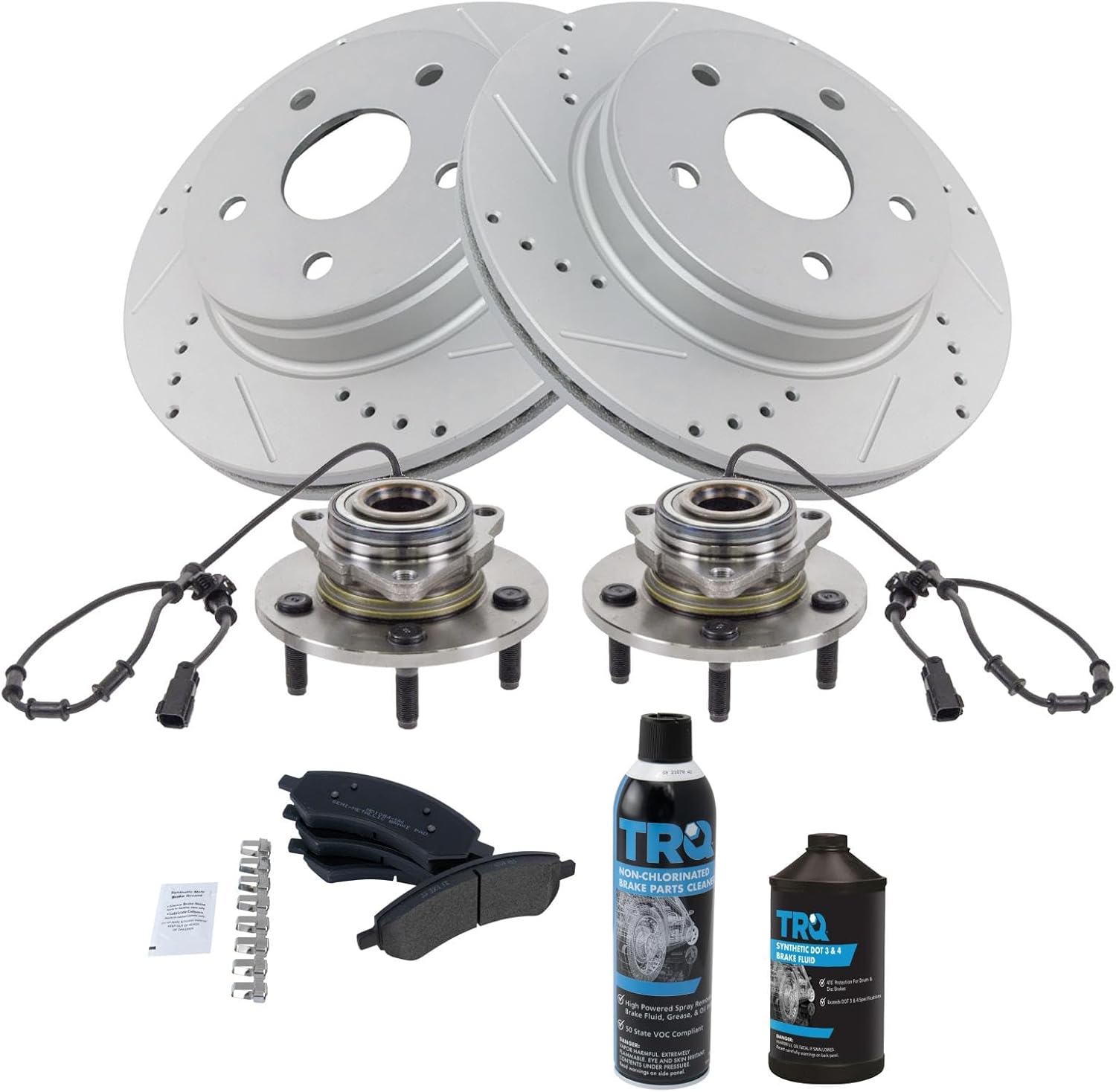 TRQ Front Brake Pad & Rotor Kit Compatible with 2006 Dodge Ram 1500