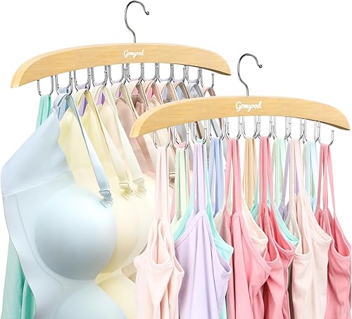 Miniatura 1 de Percha para brasieres para armario, colgador superior de madera de alta calidad, ganchos de metal plegables, organizador de camisola para perchas