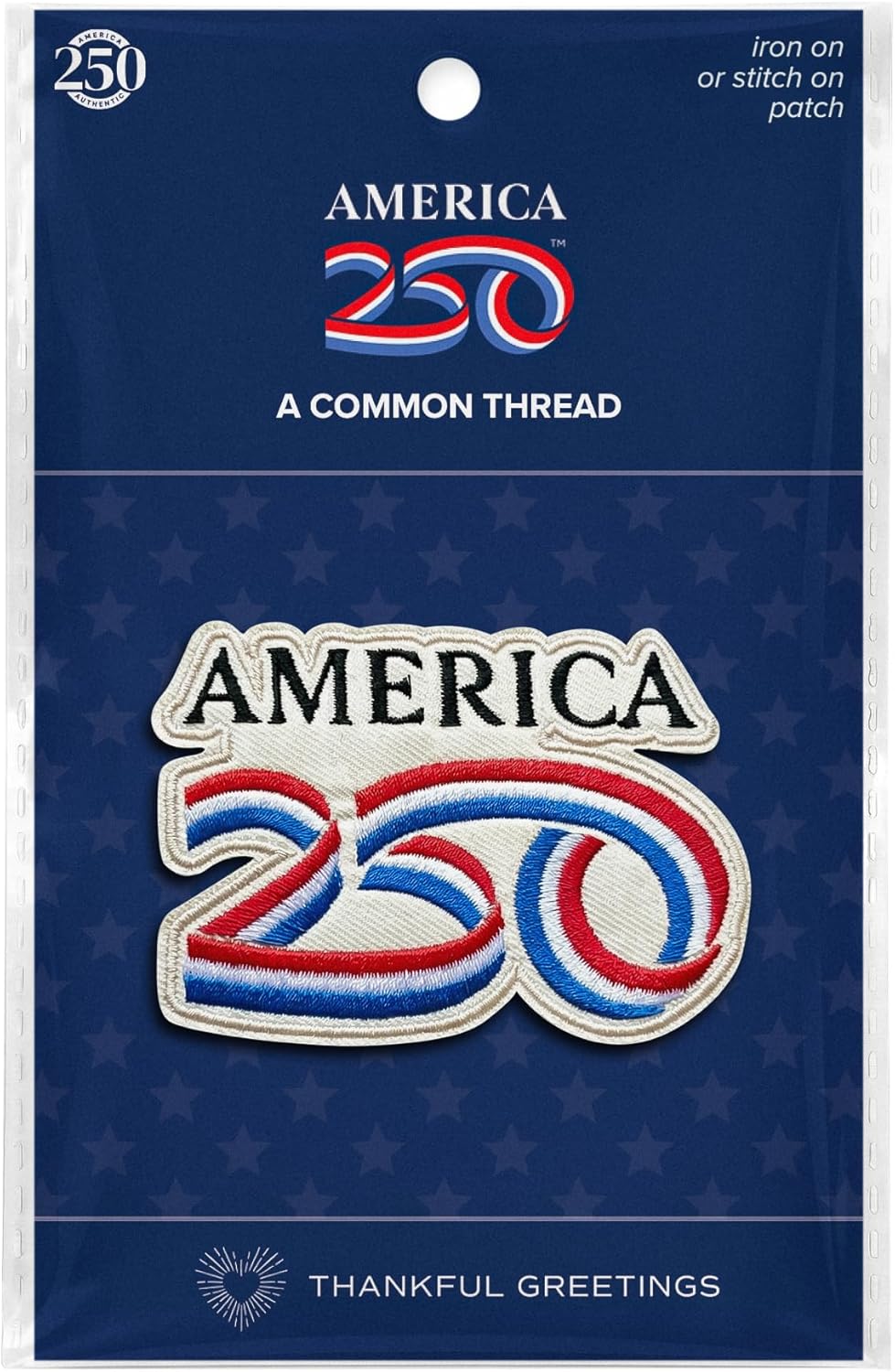 America 250 Heat Press Embroidered Patches A250 Light – Officially Licensed A250 Commemorative Iron-On Appliqués for Jackets, Hats & Bags