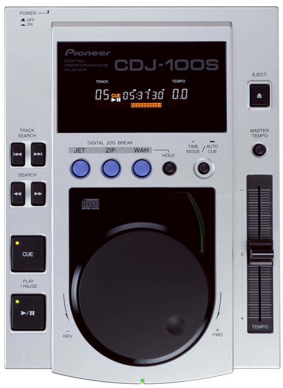 Pioneer CDJ-100S - Unidad de CD (4-20000 Hz, CD, CD-R, 3,5 mm, 12W, AC 220-240 V, 50/60 Hz, 2,2 kg) Negro, Plata