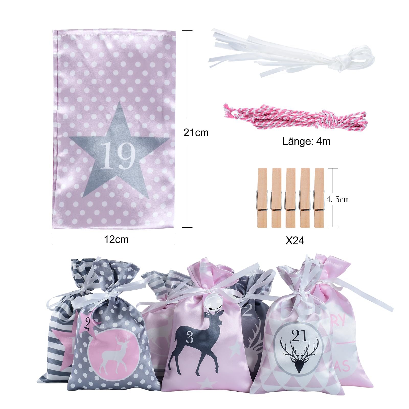 24 Stück Adventskalender Säckchen Zum Befüllen - DIY Weihnachtszauber