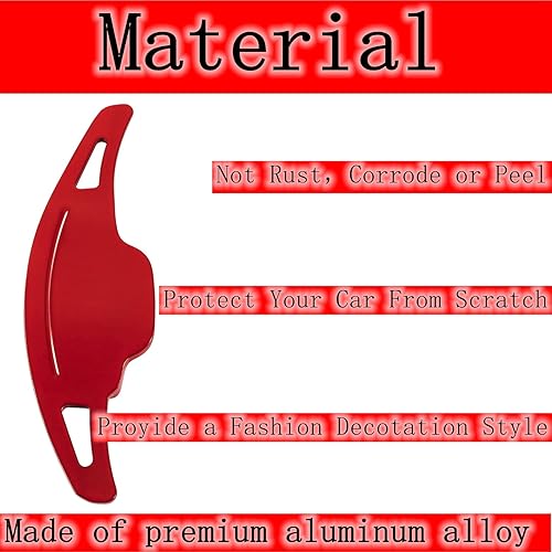 Miniatura 3 de Yoursme Cubierta de extensión de aluminio rojo para palanca de cambios para el volante, accesorios interiores para Chevy Chevrolet Camaro 2012-2015