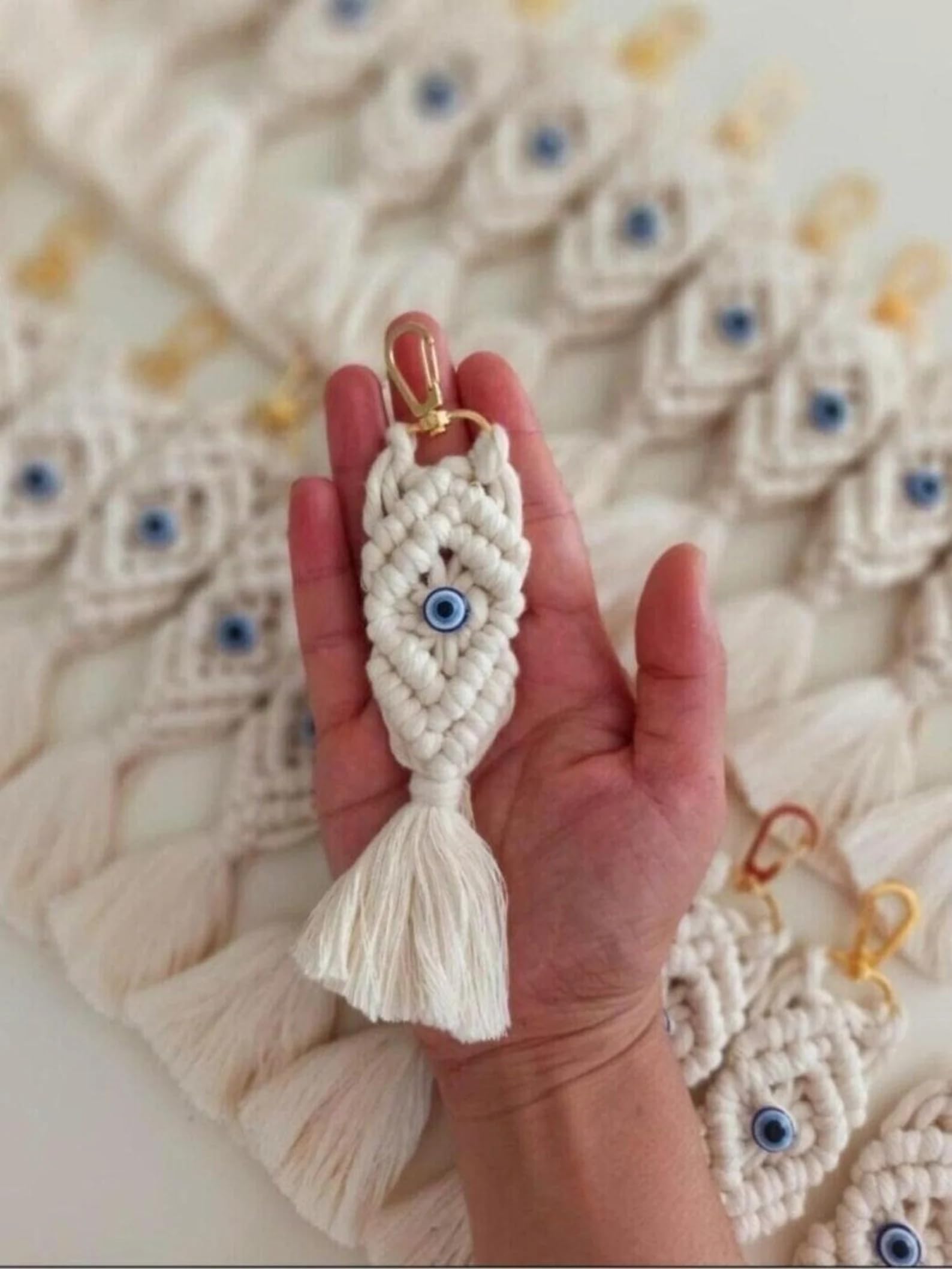 Macrame Keychain,Boho Evil Eye Knitting Keychain, Bag/KEY Charm,Best Birthday/Boho Gift Idea-image-15