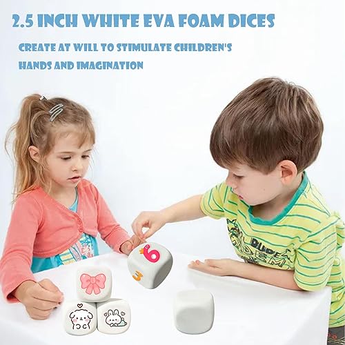 Miniatura 6 de Dados de espuma EVA blanca de 2.5 pulgadas para grafiti infantil, bloques de construcción, pintura creativa, suministros de fiesta, 12 unidades